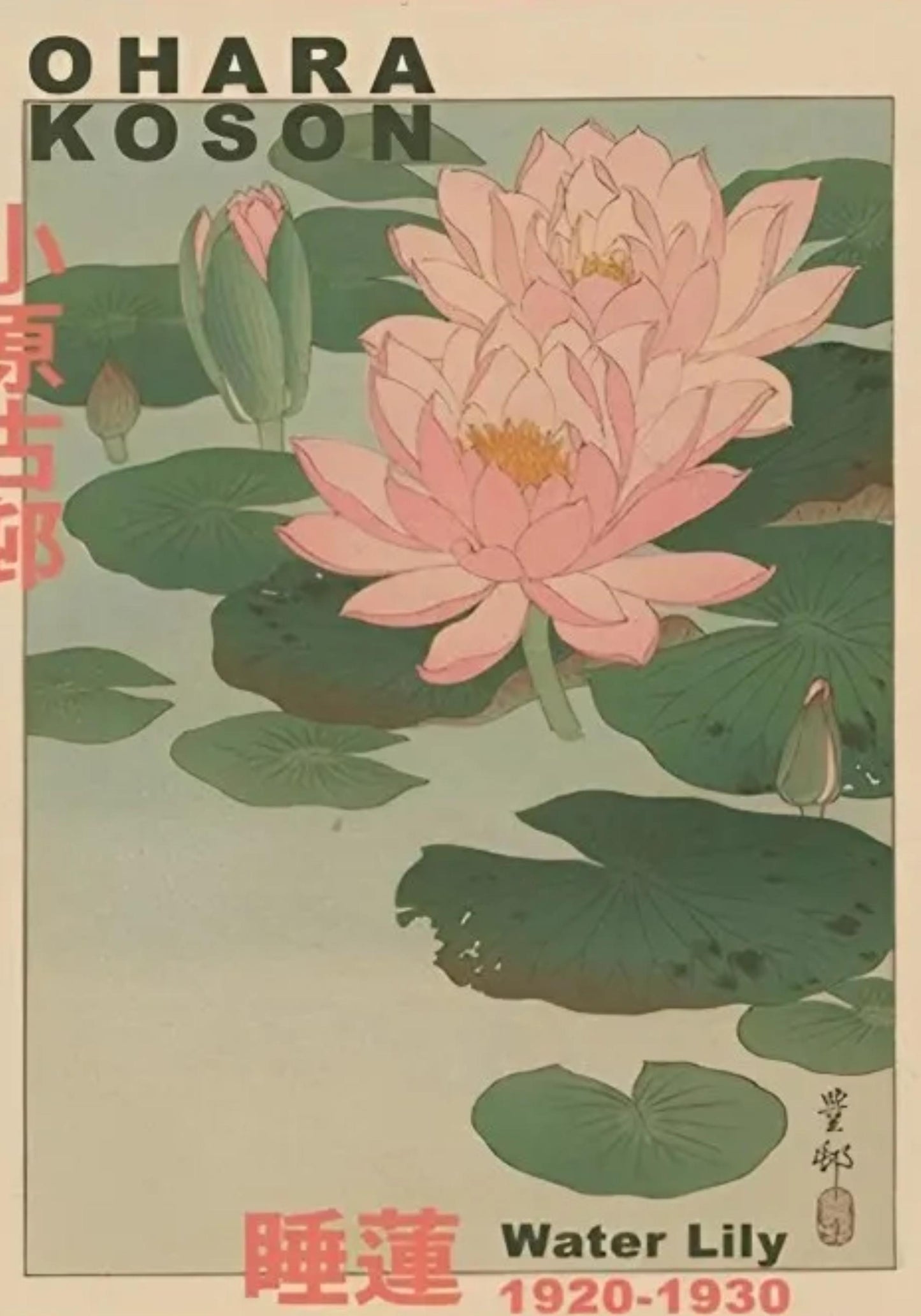 Hakusai Ohara | Water Lily Art | Japanese Style Botanical Poster | Wall Decor | Artwork for Home & Garden