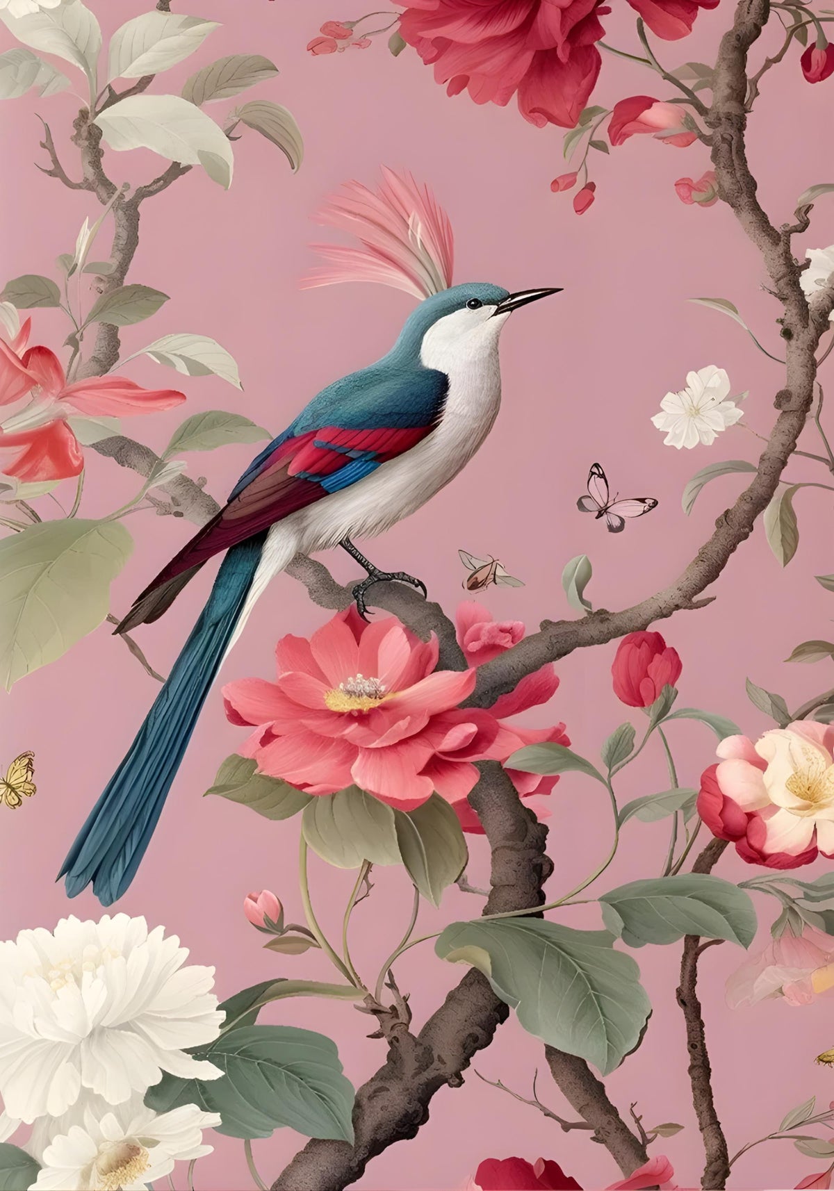 BIRDS IN BLOOM: GRACEFUL PARADISE FLYCATCHER