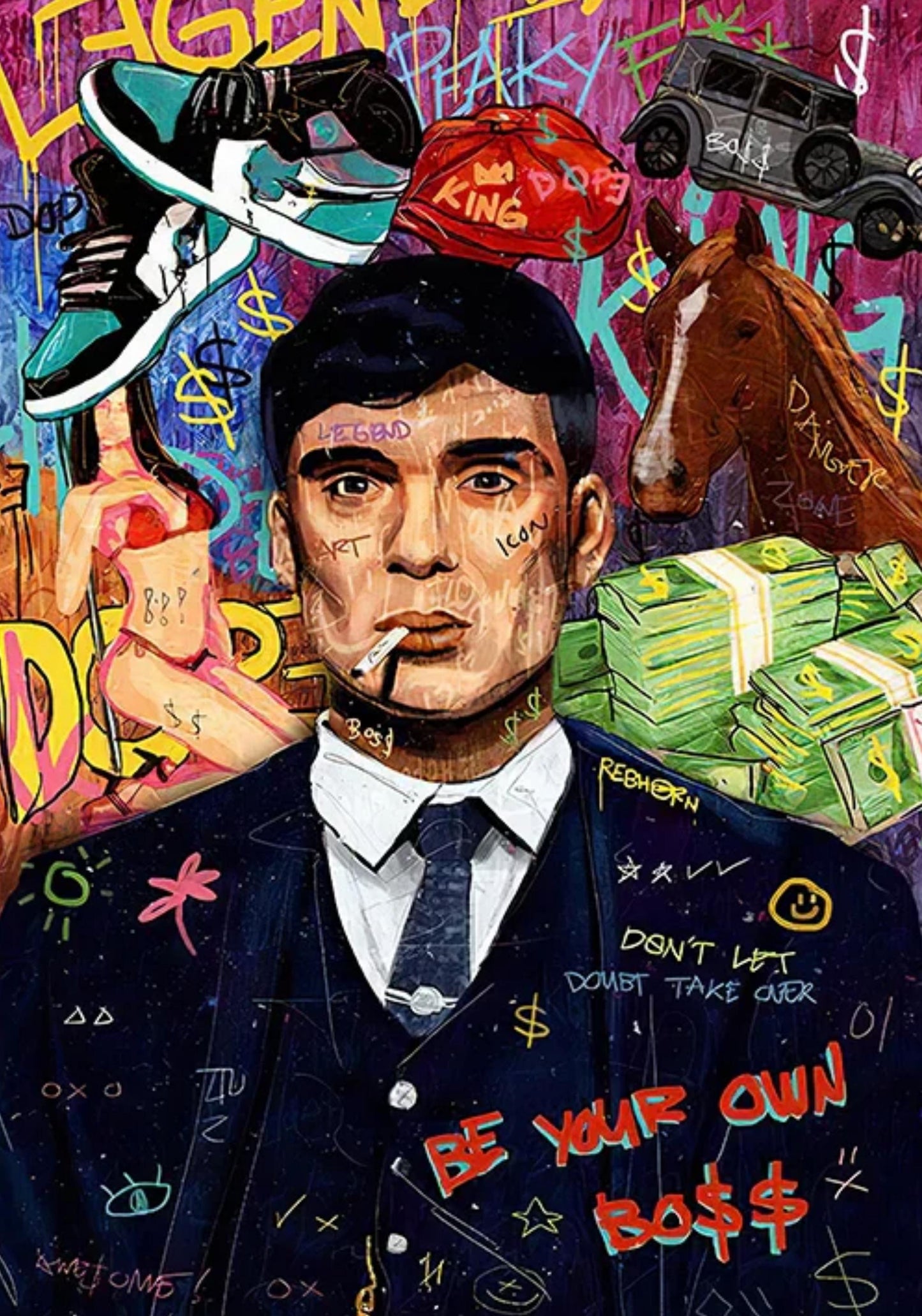 God Father Pop Art Poster | Graffiti Wall Art Canvas | Movie Star Print for Living Room | Home Decor