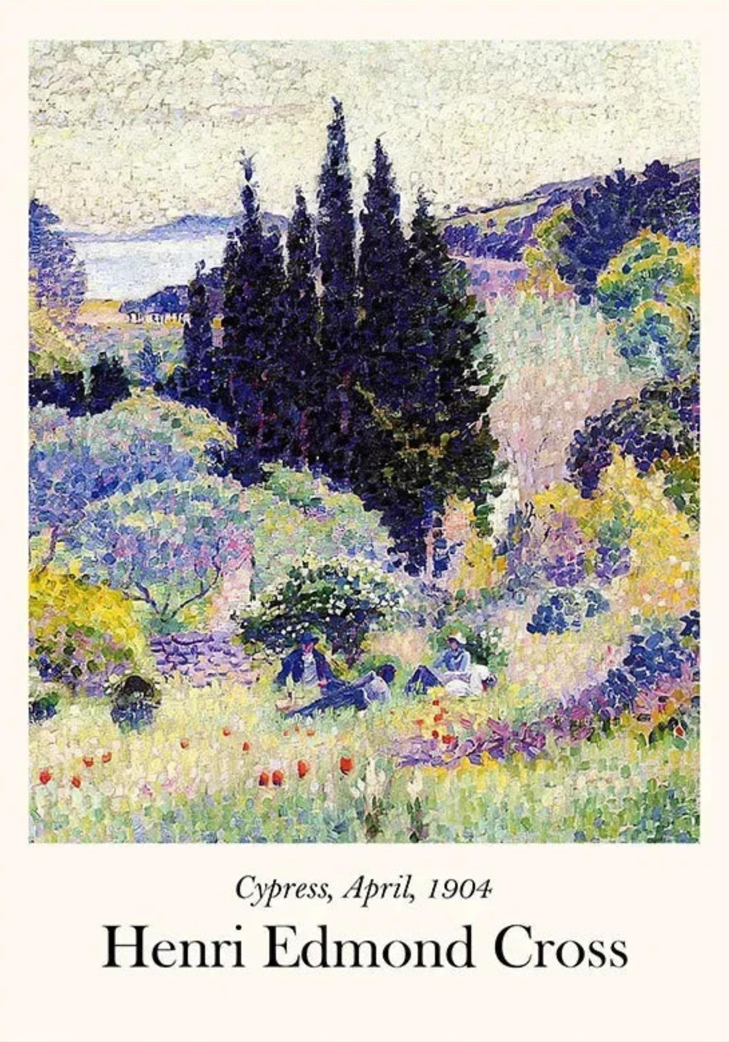 Henri Edmond Cross | Cypress Landscape | April 1904 Artwork Poster | Impressionist Wall Art | Home Decor