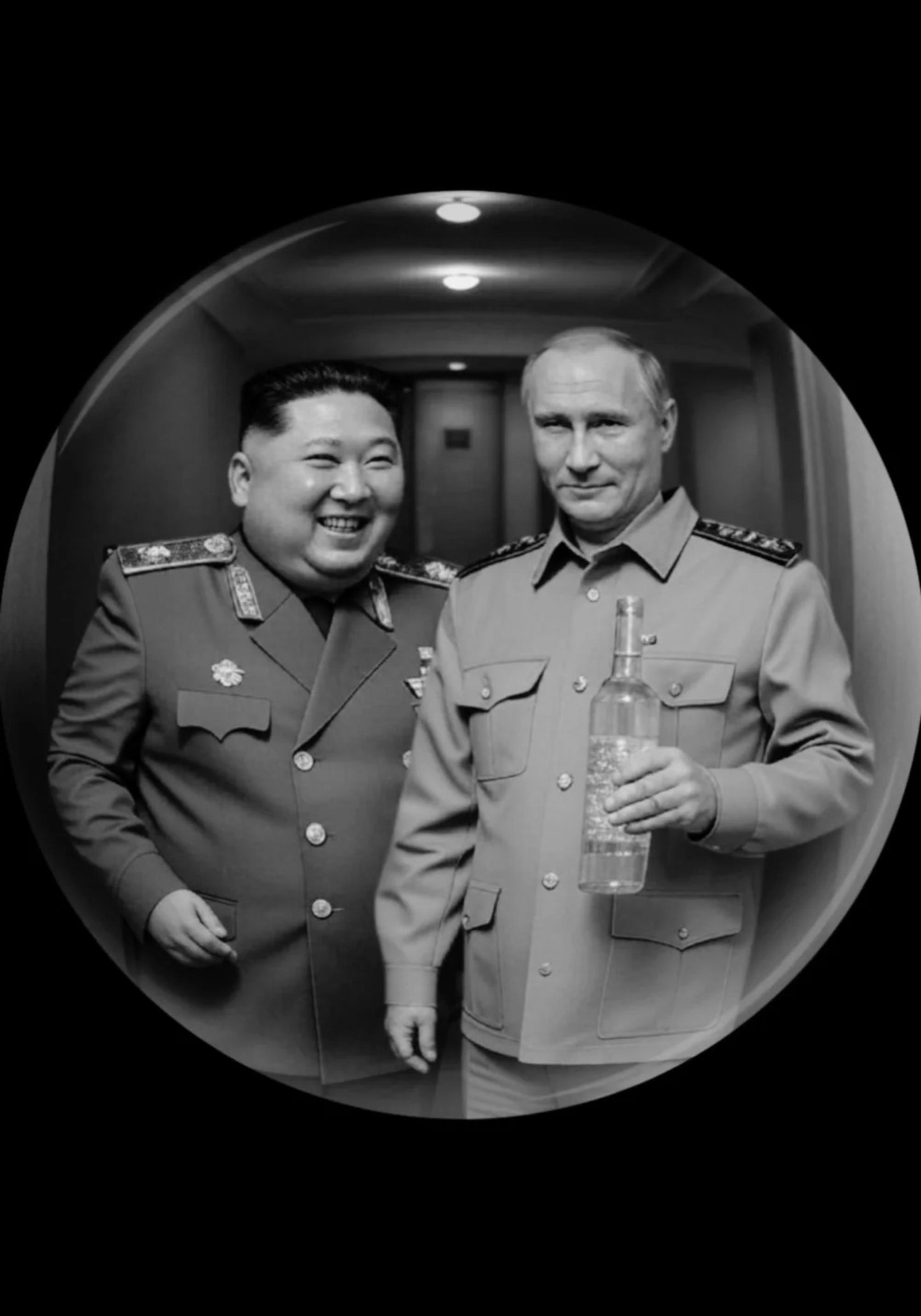 North Korean Leader & Russian President | Vintage Black and White