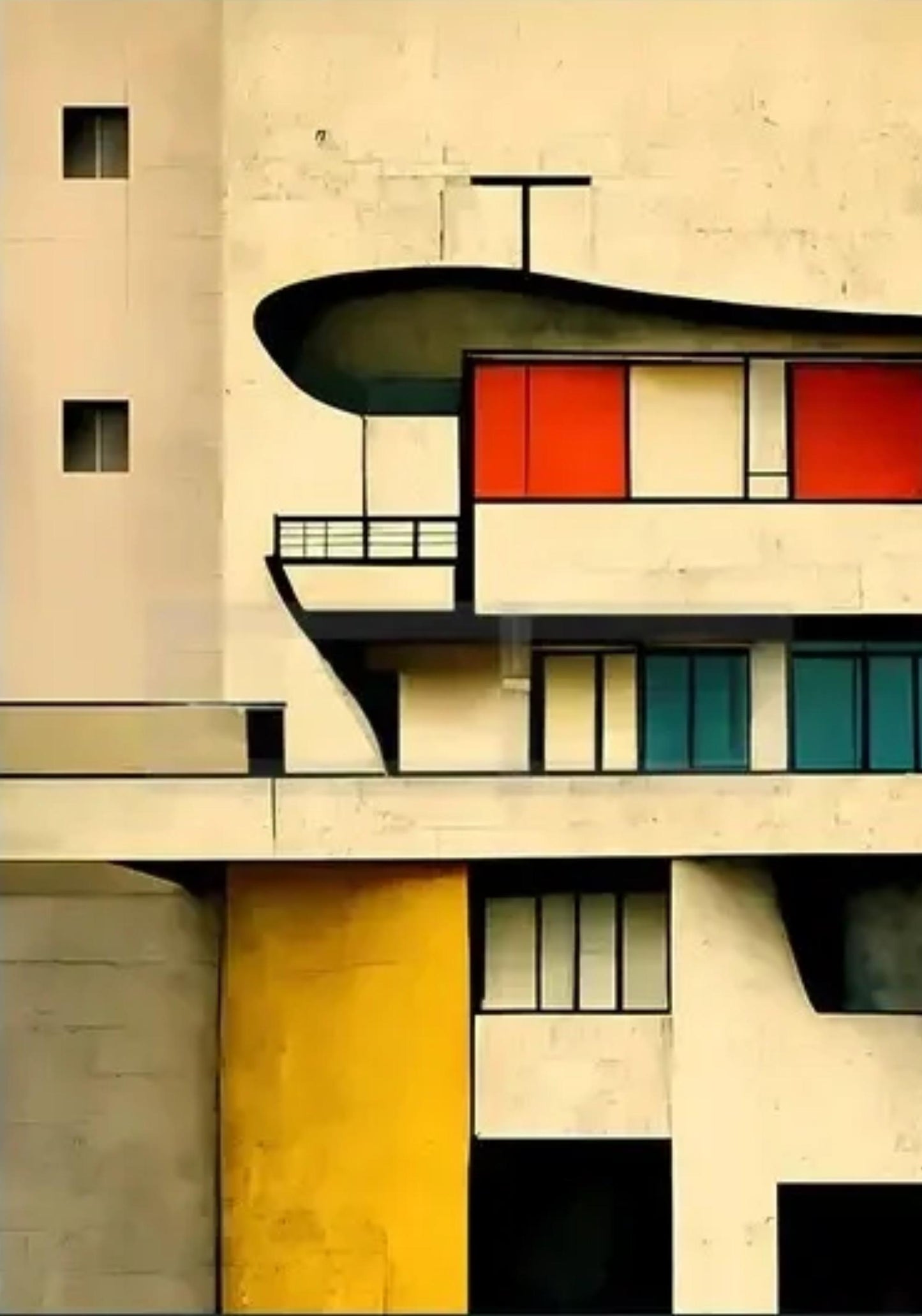 Modern Architecture Poster | Abstract Building Facade Art | Color Block Design | Contemporary Wall Decor