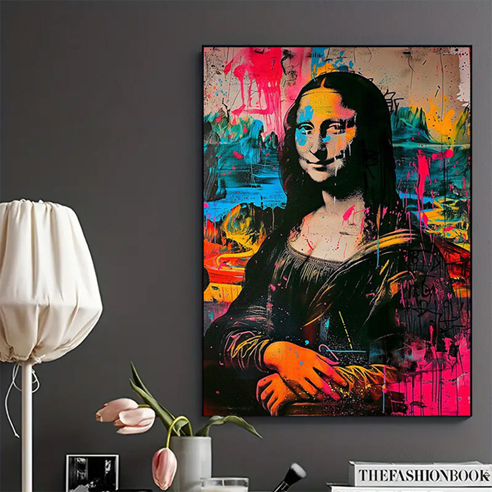 Modern Punk Renaissance Poster | Mona Lisa Graffiti Art | Street Style Decor | Contemporary Wall Art | Unique Home Decor | Vibrant Visual Artwork