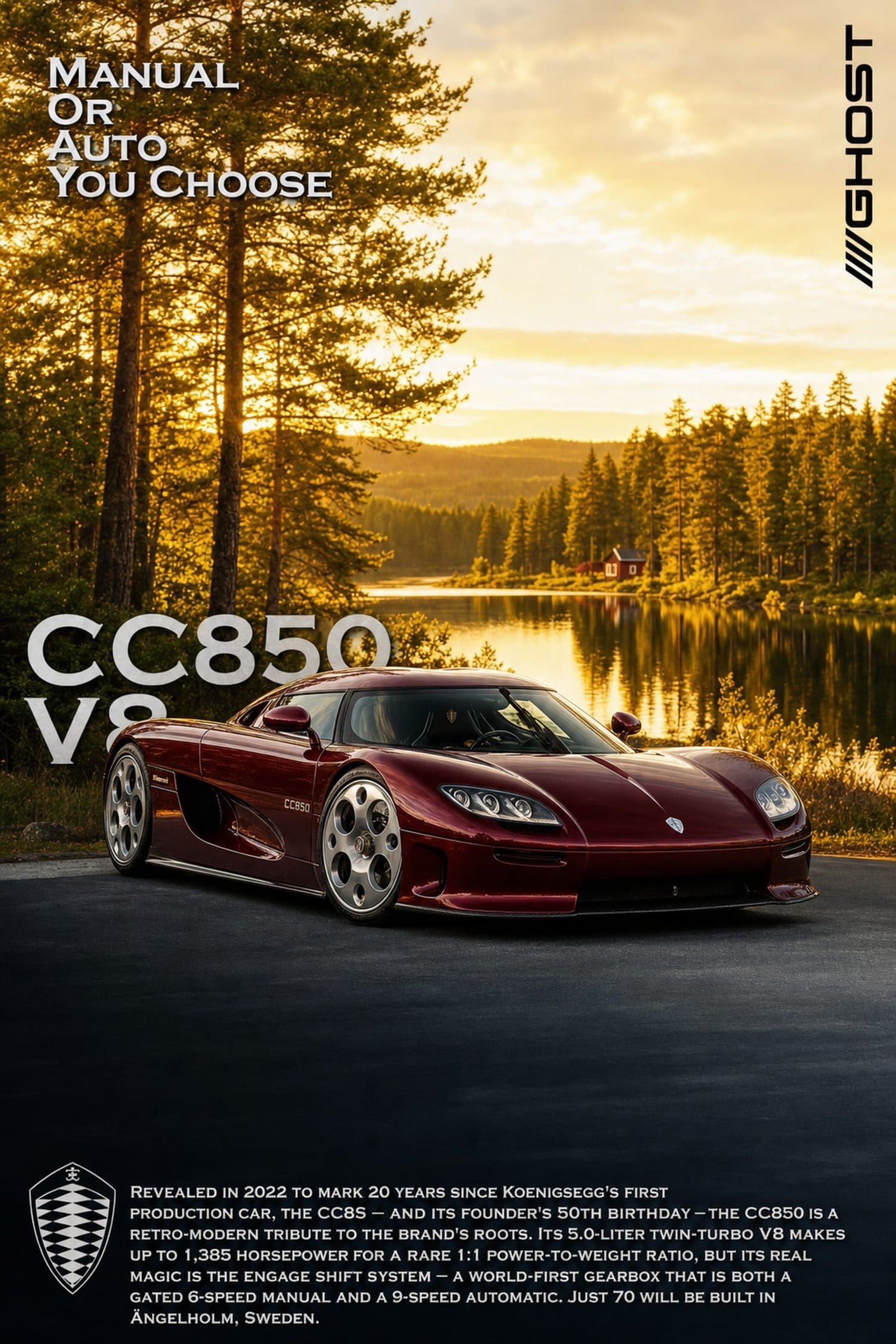 Koenigsegg CC850 V8 | Retro-Modern Tribute | Luxury Sports Car Legacy | High Performance Engine Art Print Poster