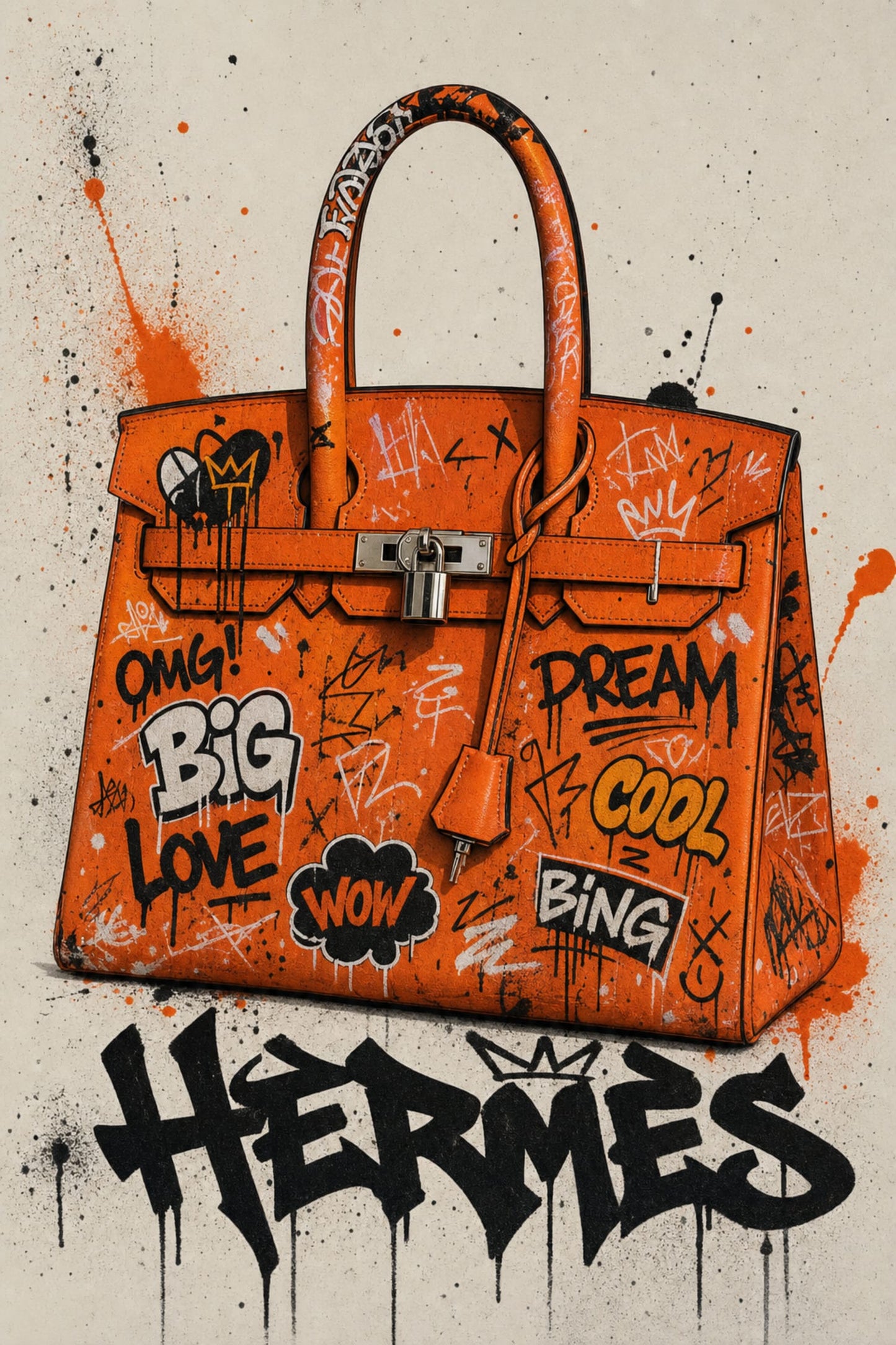 ORANGE GRAFFITI HANDBAG