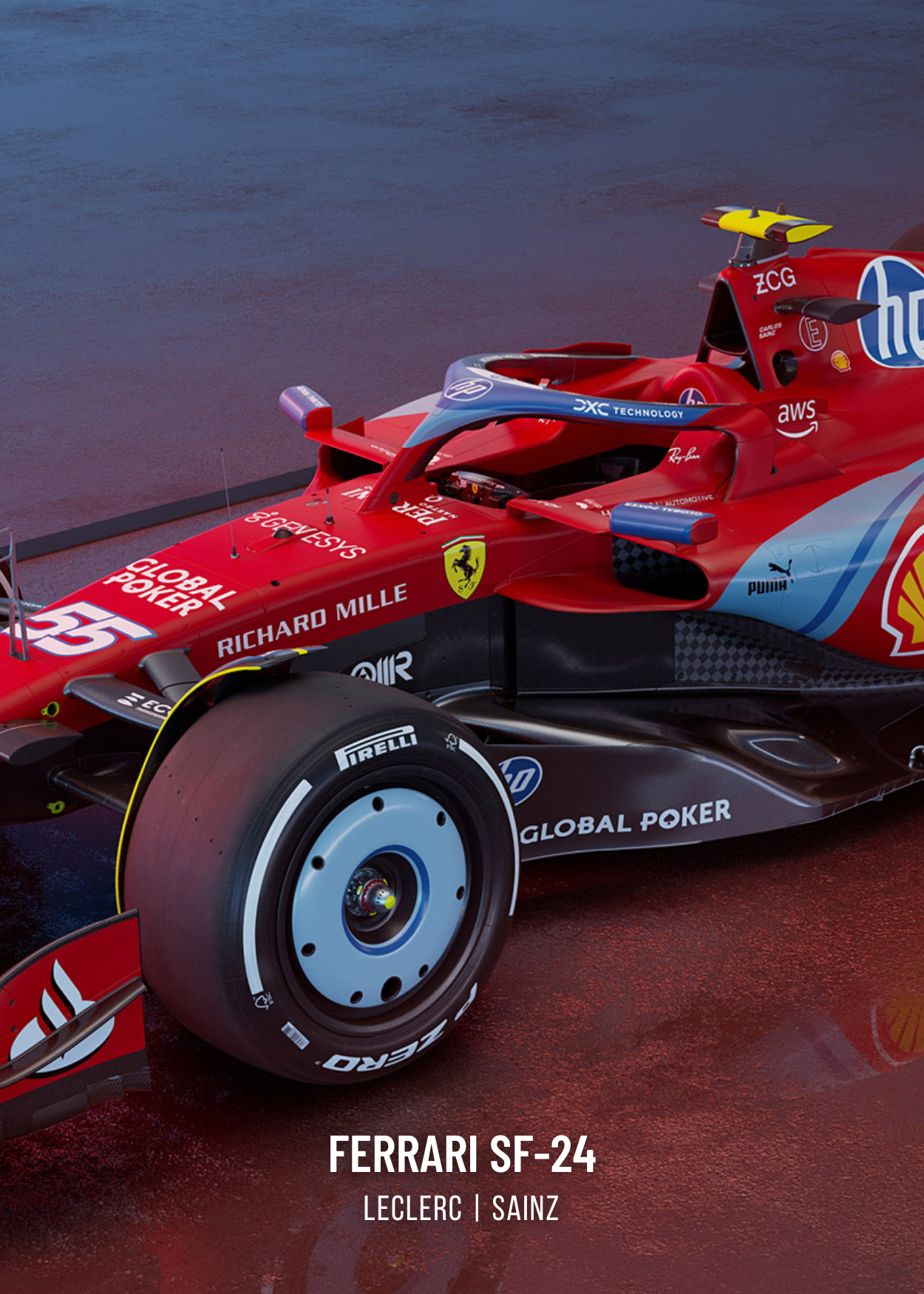 3-Piece Wall Art | Ferrari Formula 1 Racing Car Poster | Triple Panel Set | Charles Leclerc Poster | Lewis Hamilton Poster | Motorsport Home Decor