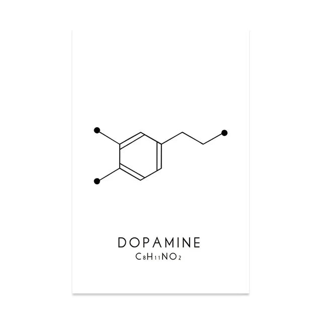 Molecule Chemical Dopamine Serotonin Molecular Formula Chemistry Science Wall Art Canvas Painting Living Room Decorative Poster