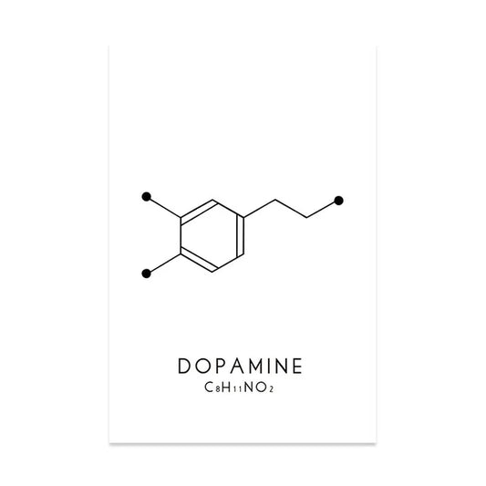Molecule Chemical Dopamine Serotonin Molecular Formula Chemistry Science Wall Art Canvas Painting Living Room Decorative Poster