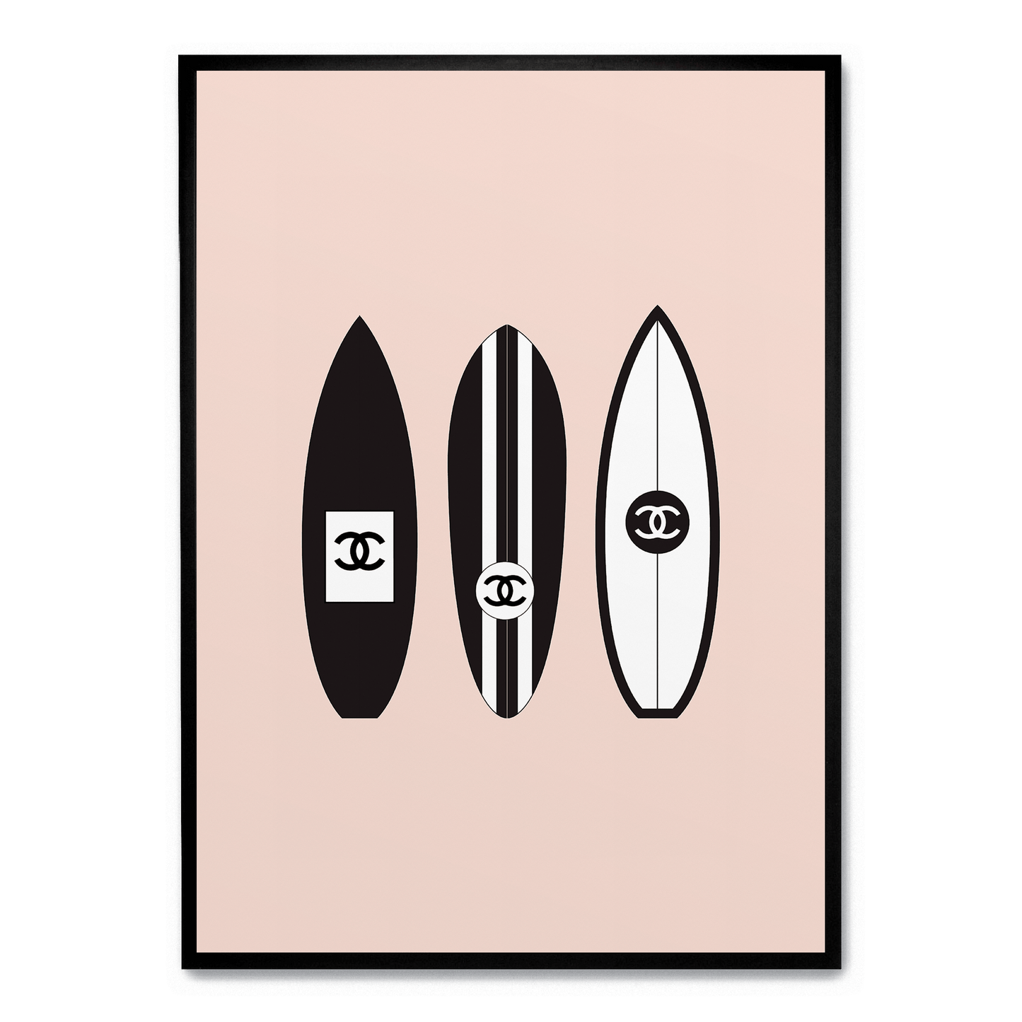 Chanel Surfboard Art | Vintage Fashion Poster | Luxury Home Decor | Wall Art