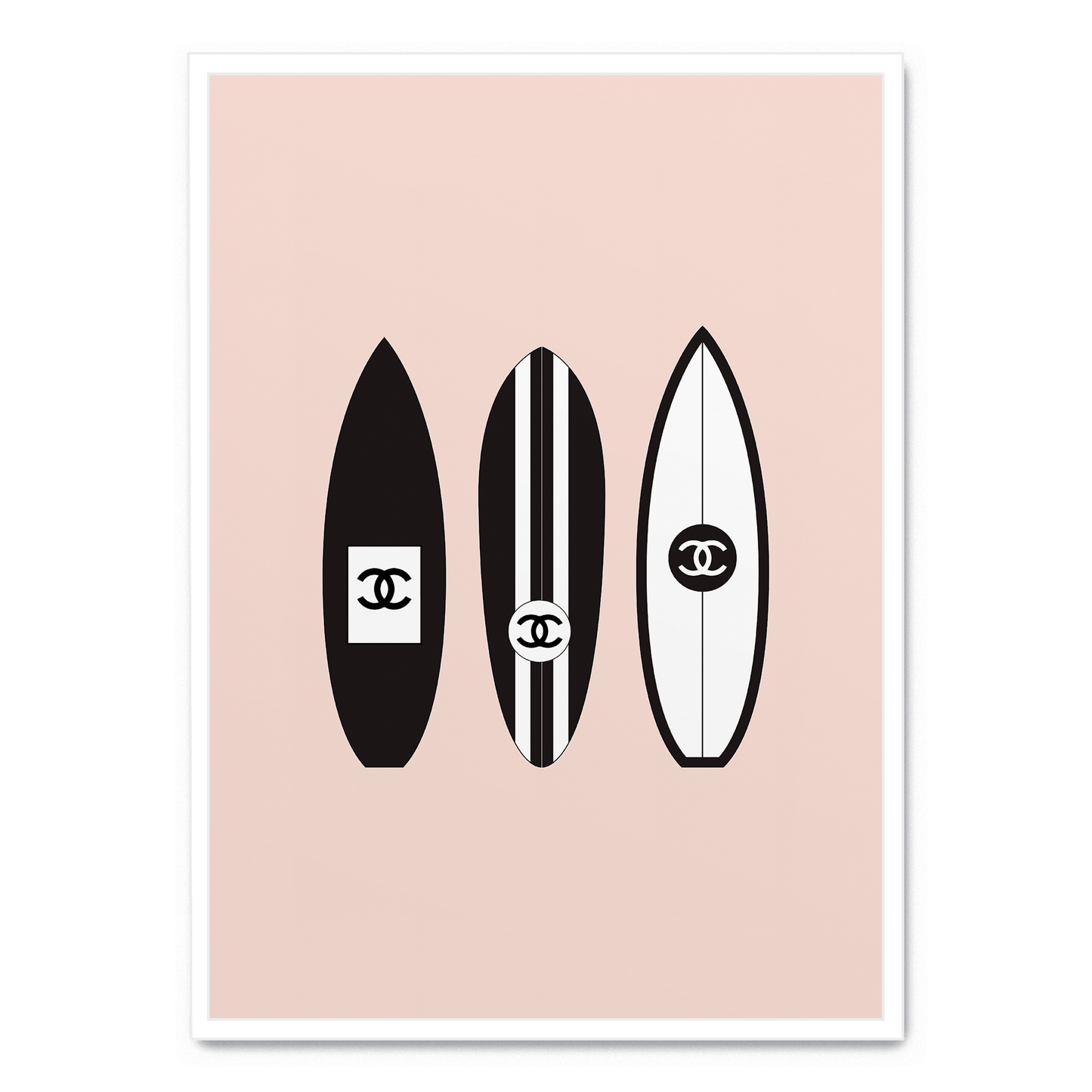 Chanel Surfboard Art | Vintage Fashion Poster | Luxury Home Decor | Wall Art