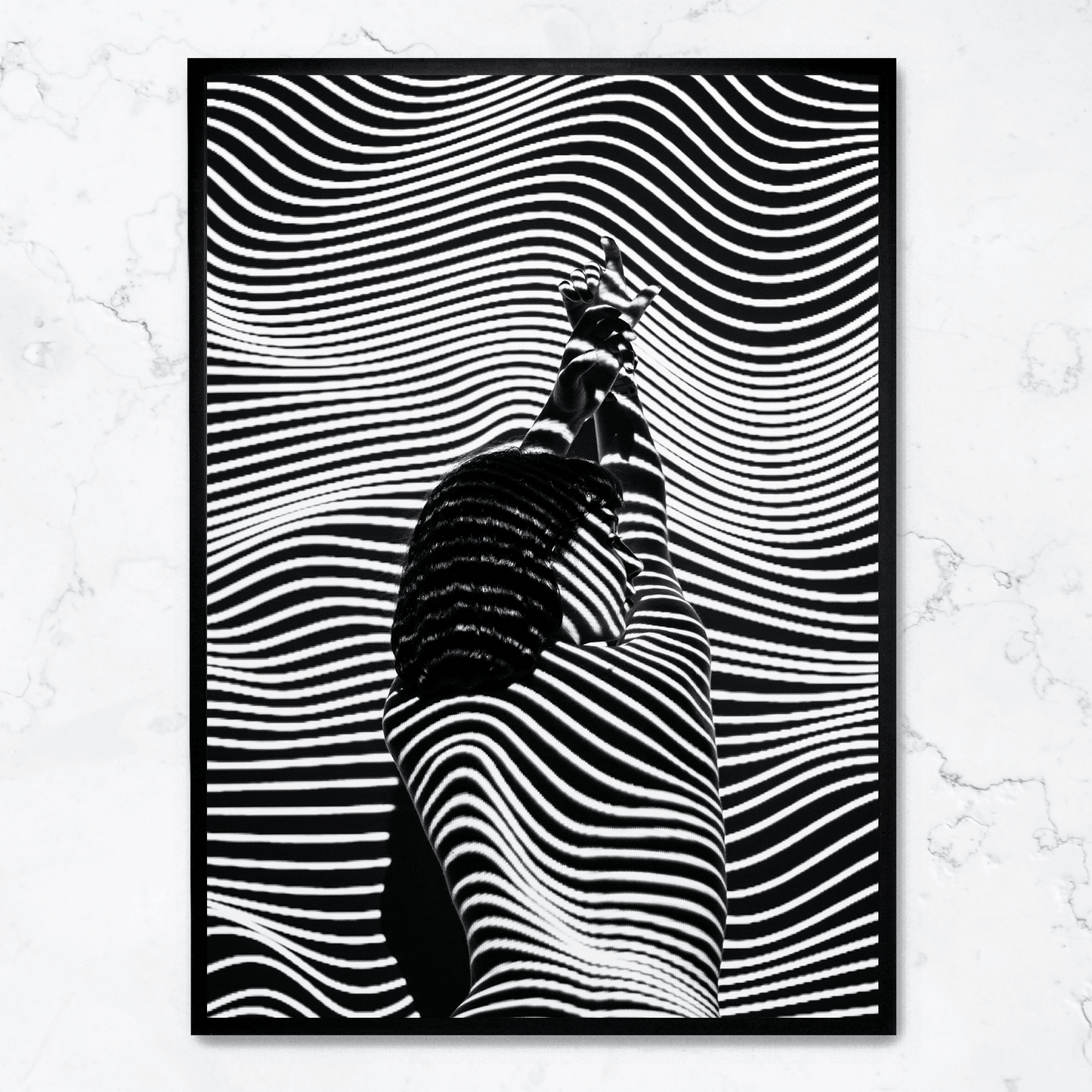 Girl with Striped Pattern | Art Print Decor | Fine Wall Poster | Home Artwork Decor