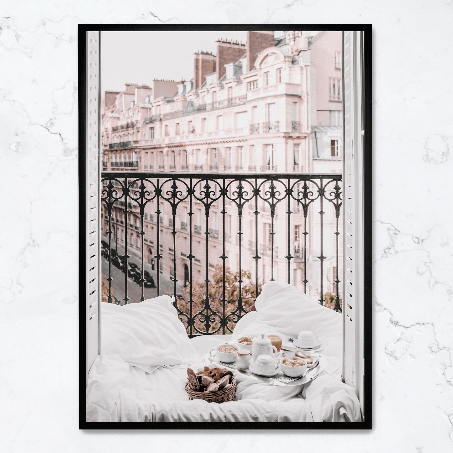 Paris Cityscape Art | Eiffel Tower from Balcony View | Scenic Wall Poster Decor | Ideal for Living Room or Office | Artistic Photography Print