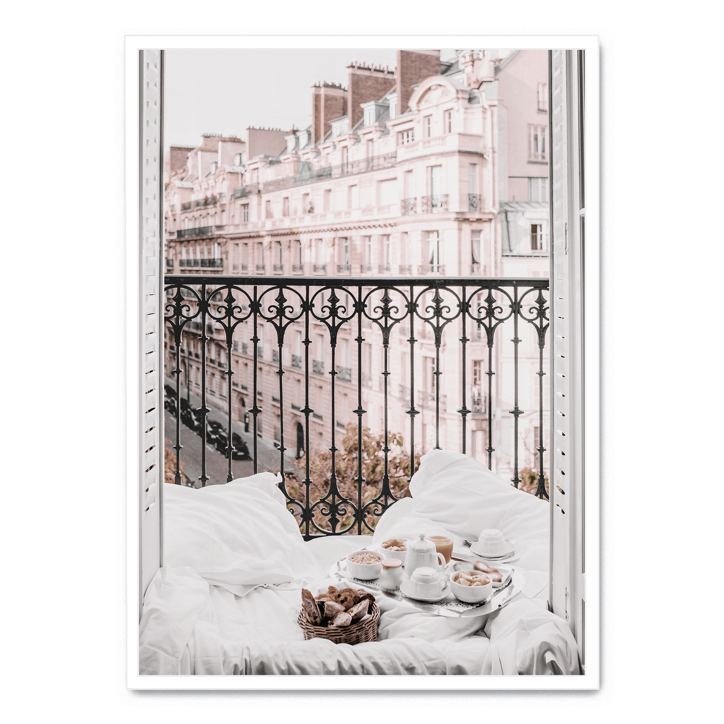 Paris Cityscape Art | Eiffel Tower from Balcony View | Scenic Wall Poster Decor | Ideal for Living Room or Office | Artistic Photography Print