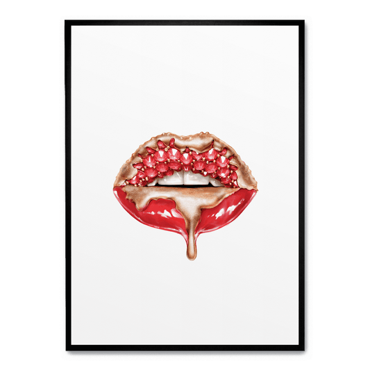 Red Glitter Lips Poster | Glam Wall Art | Home Decor | Modern Artwork | Sparkling Lip Print | Glamorous Room Accent