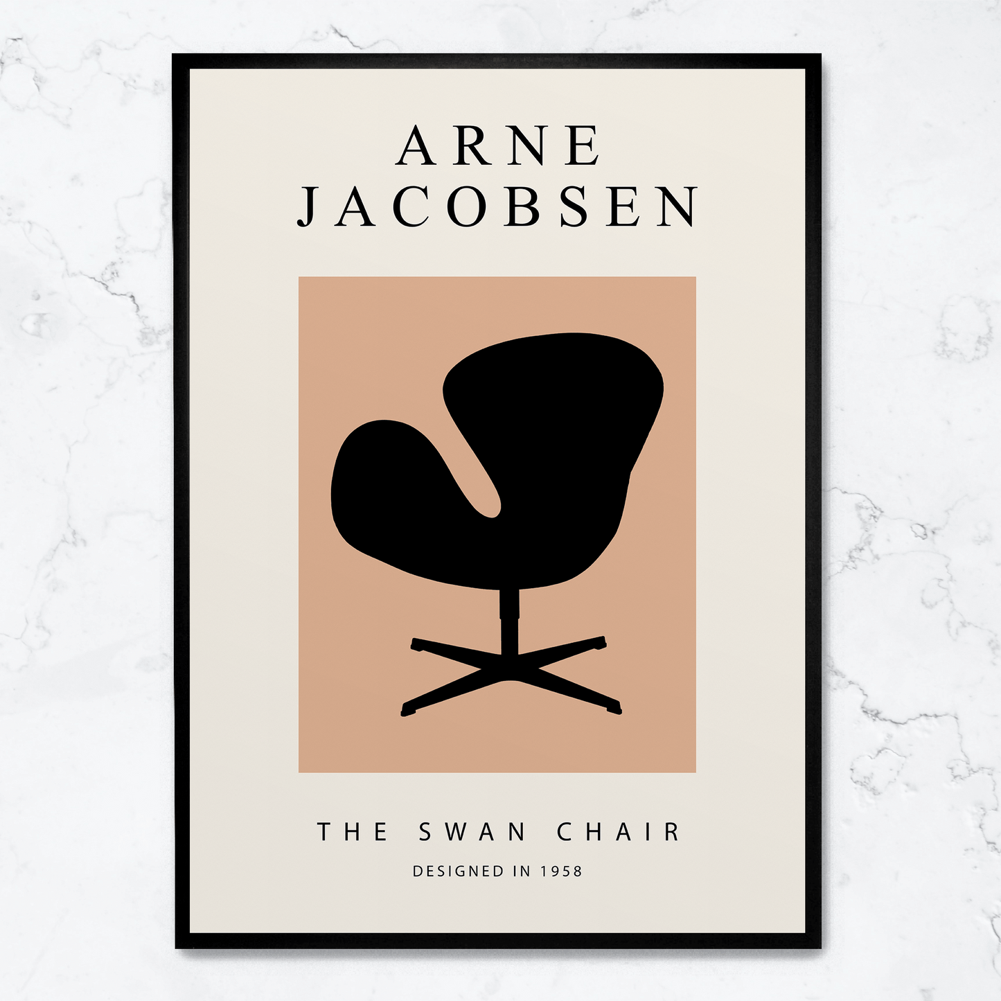 The Swan Chair Art Print | Mid-Century Modern Aesthetic | Decorative Wall Poster for Home & Garden Decor | High-Quality Visual Artwork