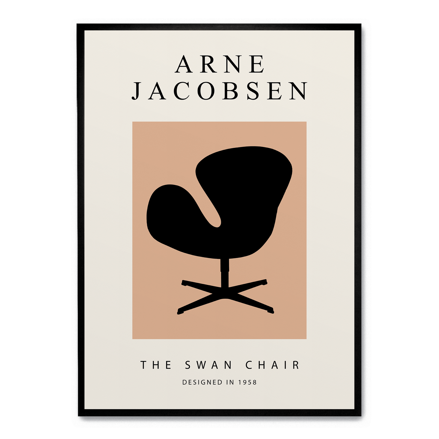 The Swan Chair Art Print | Mid-Century Modern Aesthetic | Decorative Wall Poster for Home & Garden Decor | High-Quality Visual Artwork