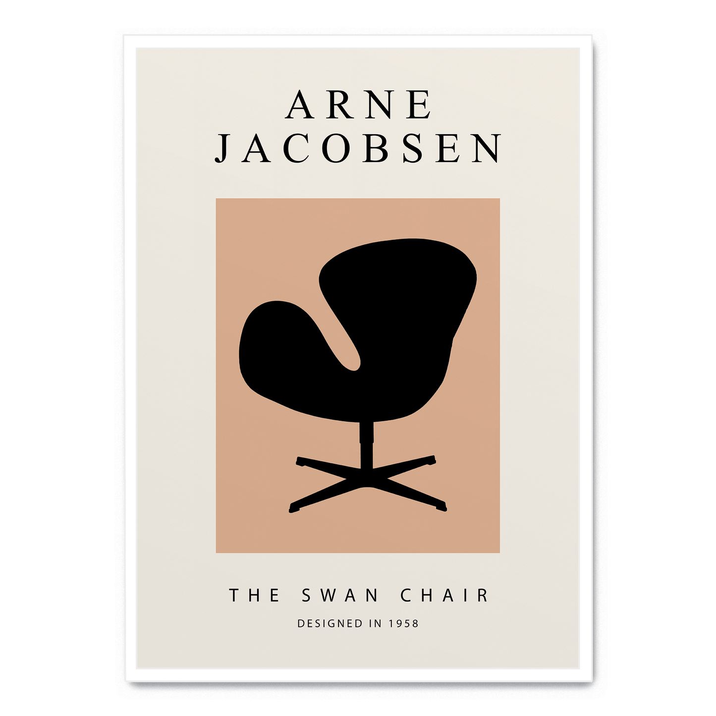 The Swan Chair Art Print | Mid-Century Modern Aesthetic | Decorative Wall Poster for Home & Garden Decor | High-Quality Visual Artwork
