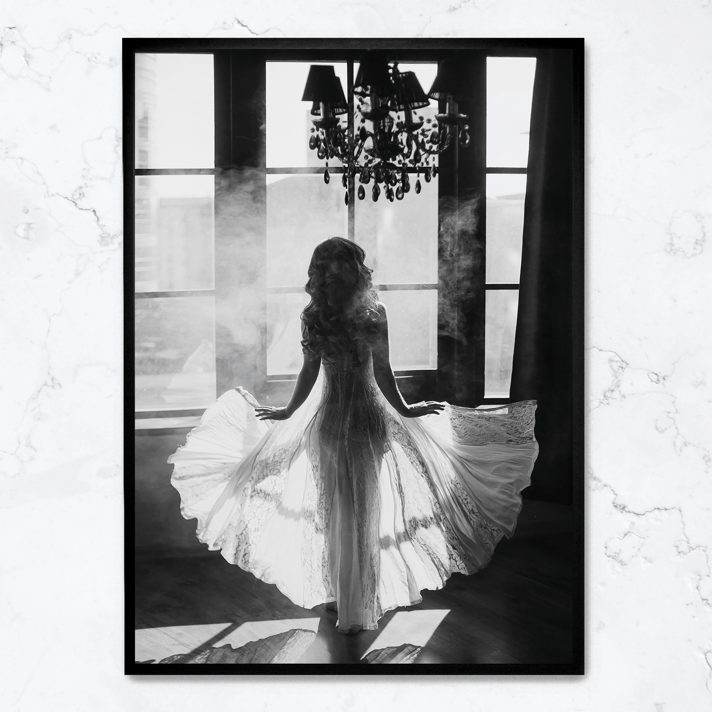 White Dress & Smoke | Art Print Poster | Elegant Smoke Design | Wall Decor | Modern Home Art | Visual Artwork