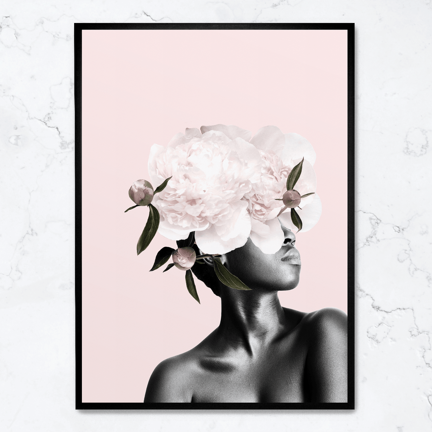 Floral Head | Pink Botanical Poster | Elegant Home Decor Wall Art | Garden-Inspired Visual Artwork