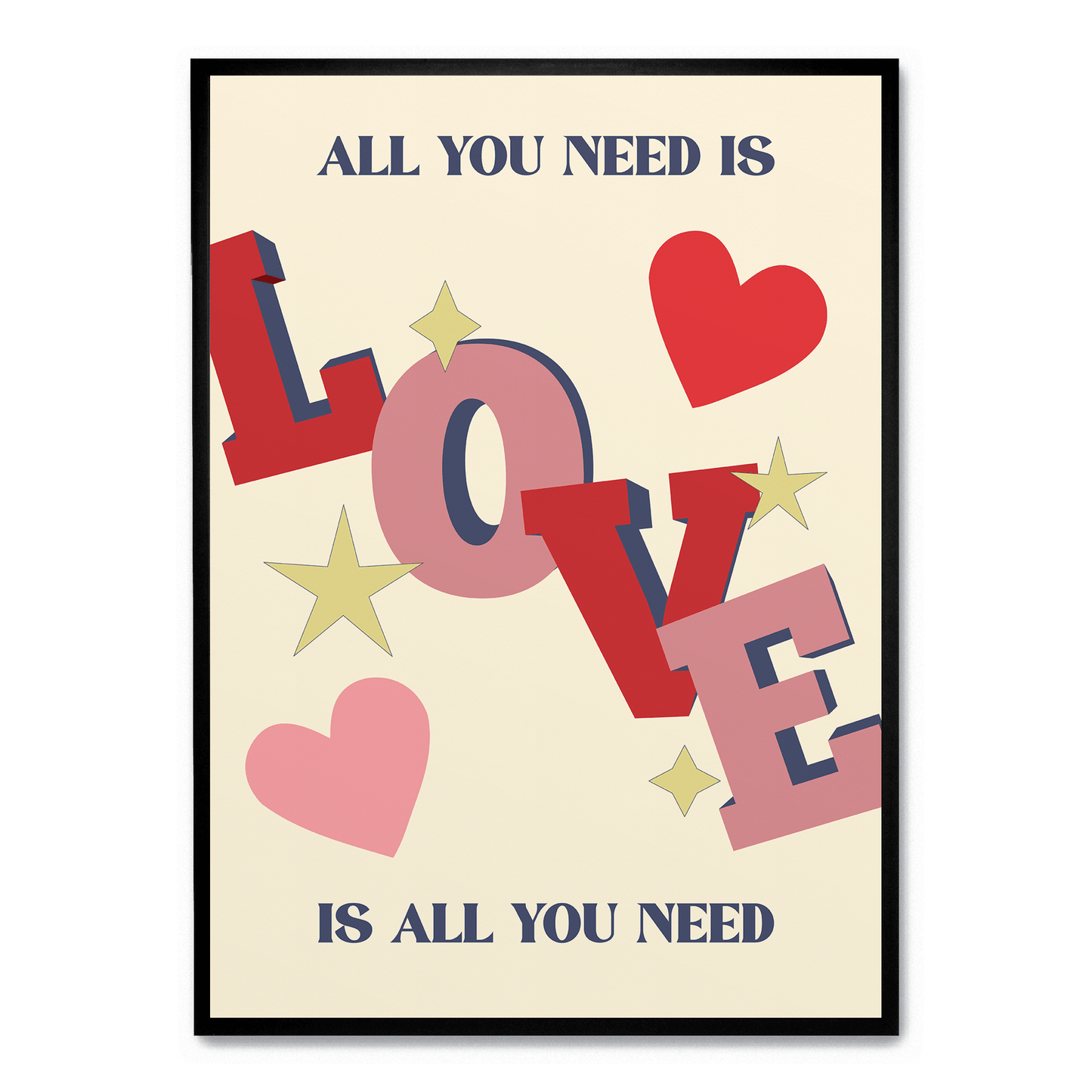 All You Need Is Love | Artistic Wall Decor Poster | Inspirational Quote Art for Home Decor | Motivational Word Art | Unframed Print | Perfect for Living Room, Bedroom, Office