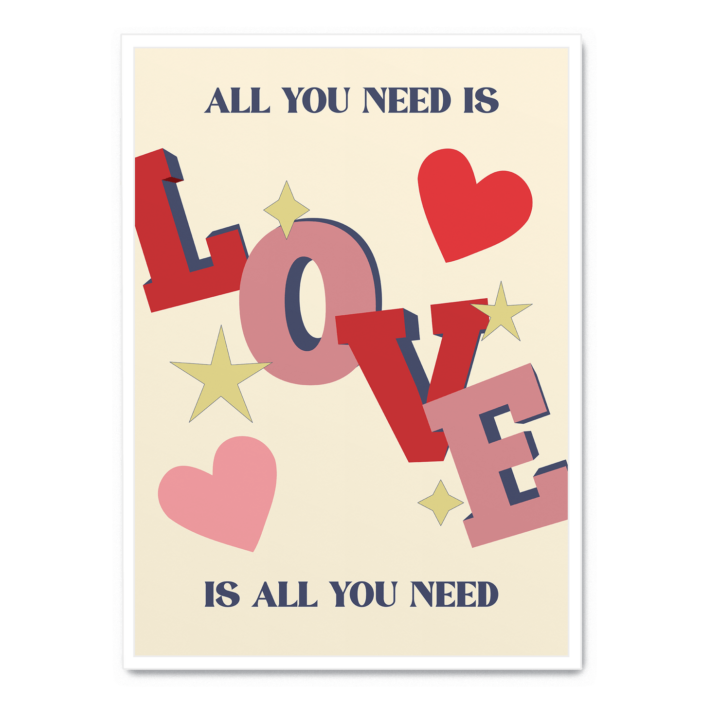 All You Need Is Love | Artistic Wall Decor Poster | Inspirational Quote Art for Home Decor | Motivational Word Art | Unframed Print | Perfect for Living Room, Bedroom, Office
