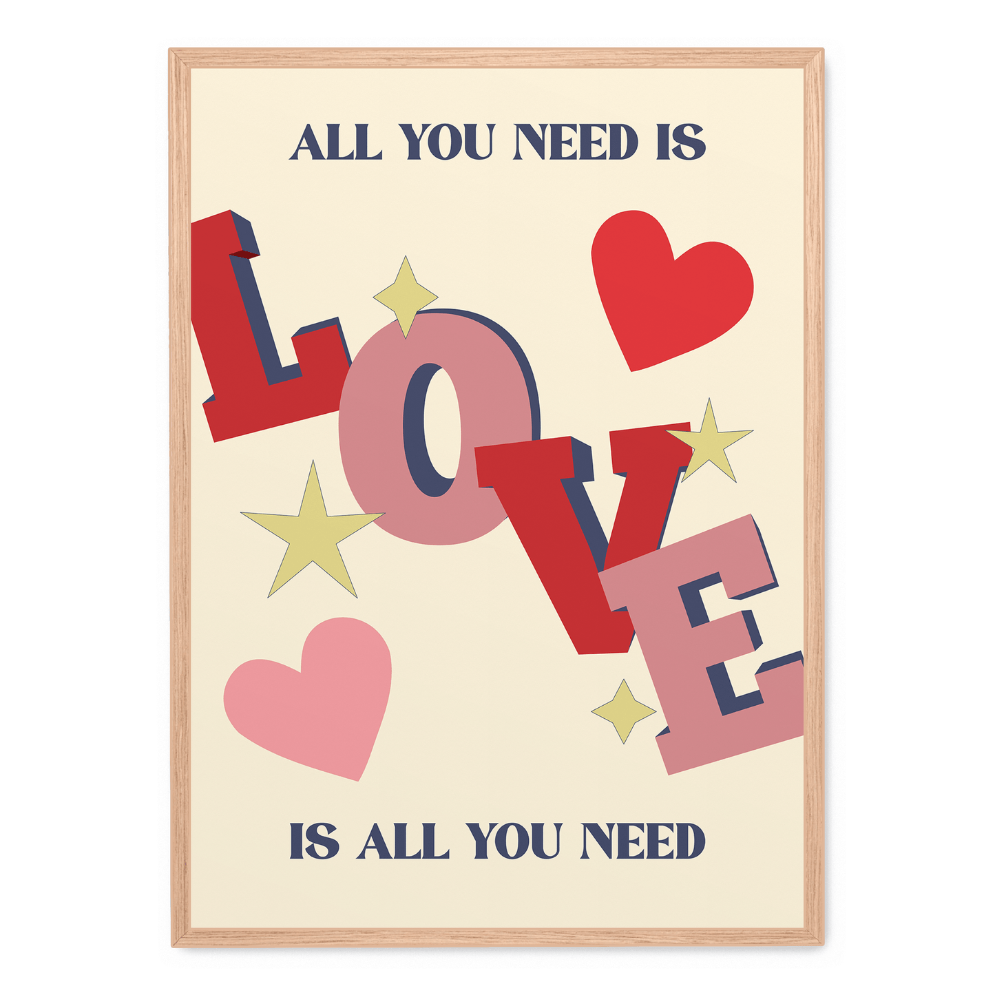 All You Need Is Love | Artistic Wall Decor Poster | Inspirational Quote Art for Home Decor | Motivational Word Art | Unframed Print | Perfect for Living Room, Bedroom, Office