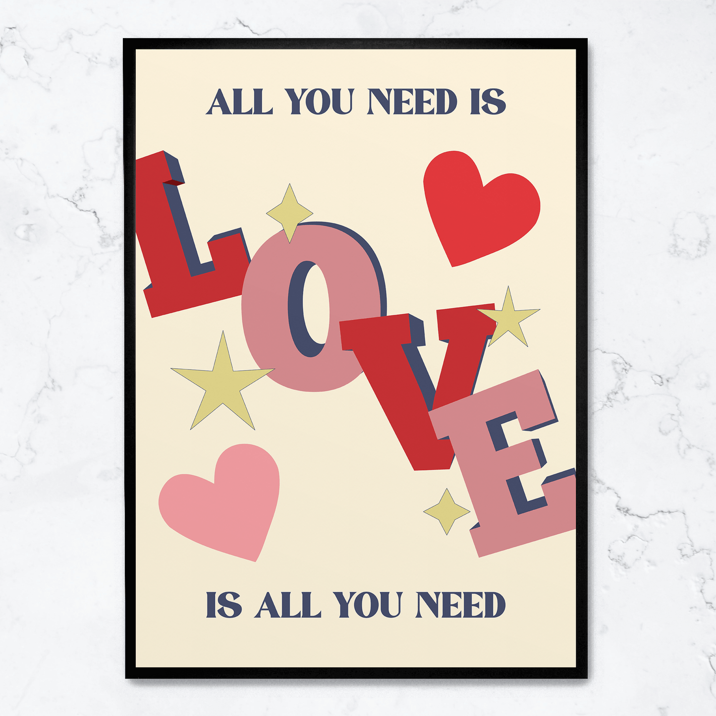 All You Need Is Love | Artistic Wall Decor Poster | Inspirational Quote Art for Home Decor | Motivational Word Art | Unframed Print | Perfect for Living Room, Bedroom, Office