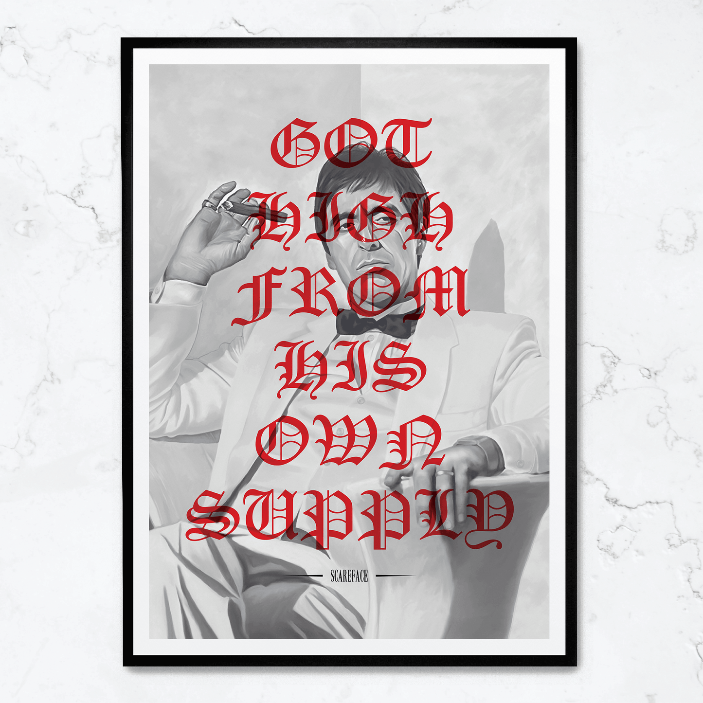 Scarface Poster | Movie Art Print | Iconic Film Decor | Wall Art | Tony Montana | High from His Own Supply | Cinema Memorabilia