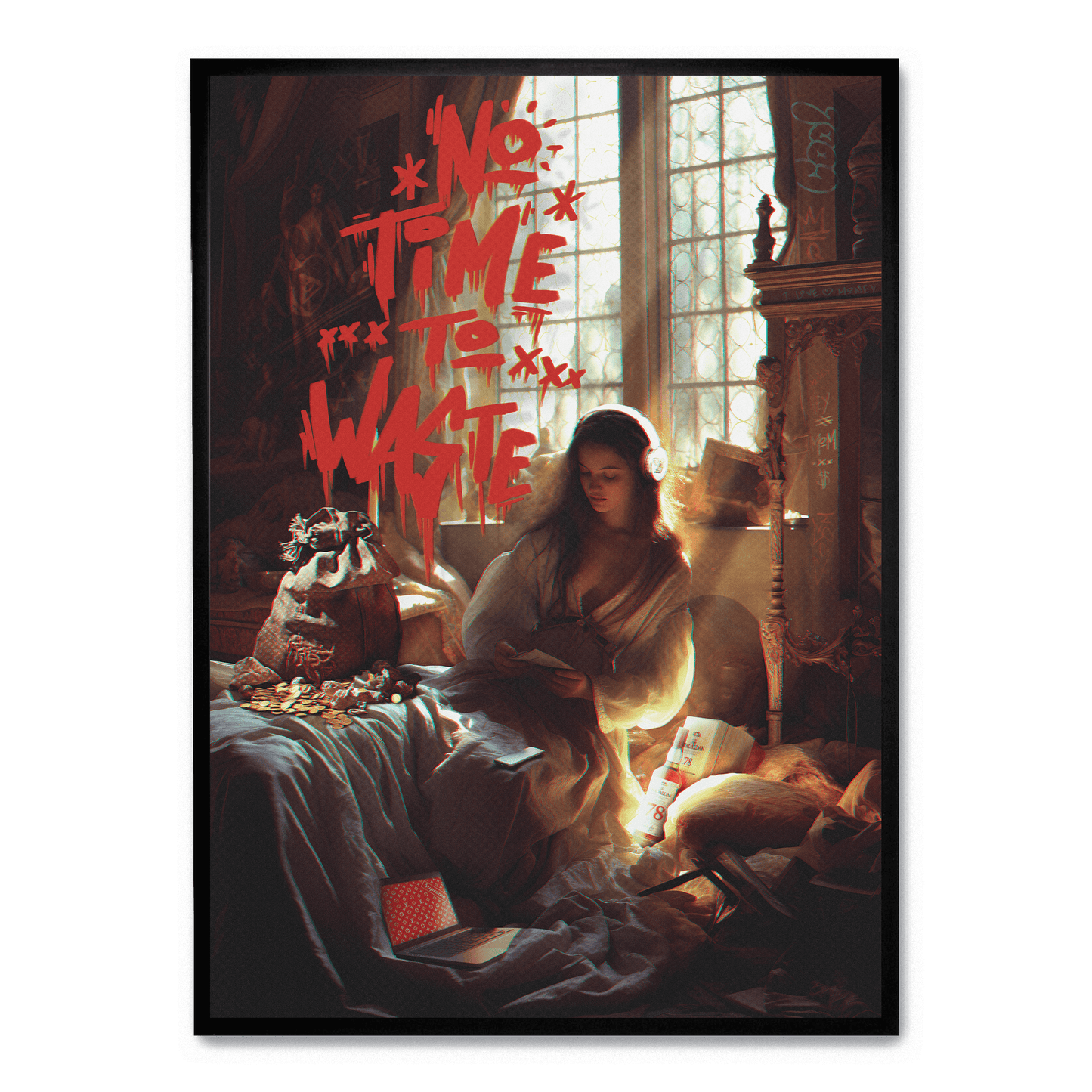 No Time To Waste | Motivational Wall Poster | Inspirational Art Print for Home & Office Decor | Eco-friendly Design
