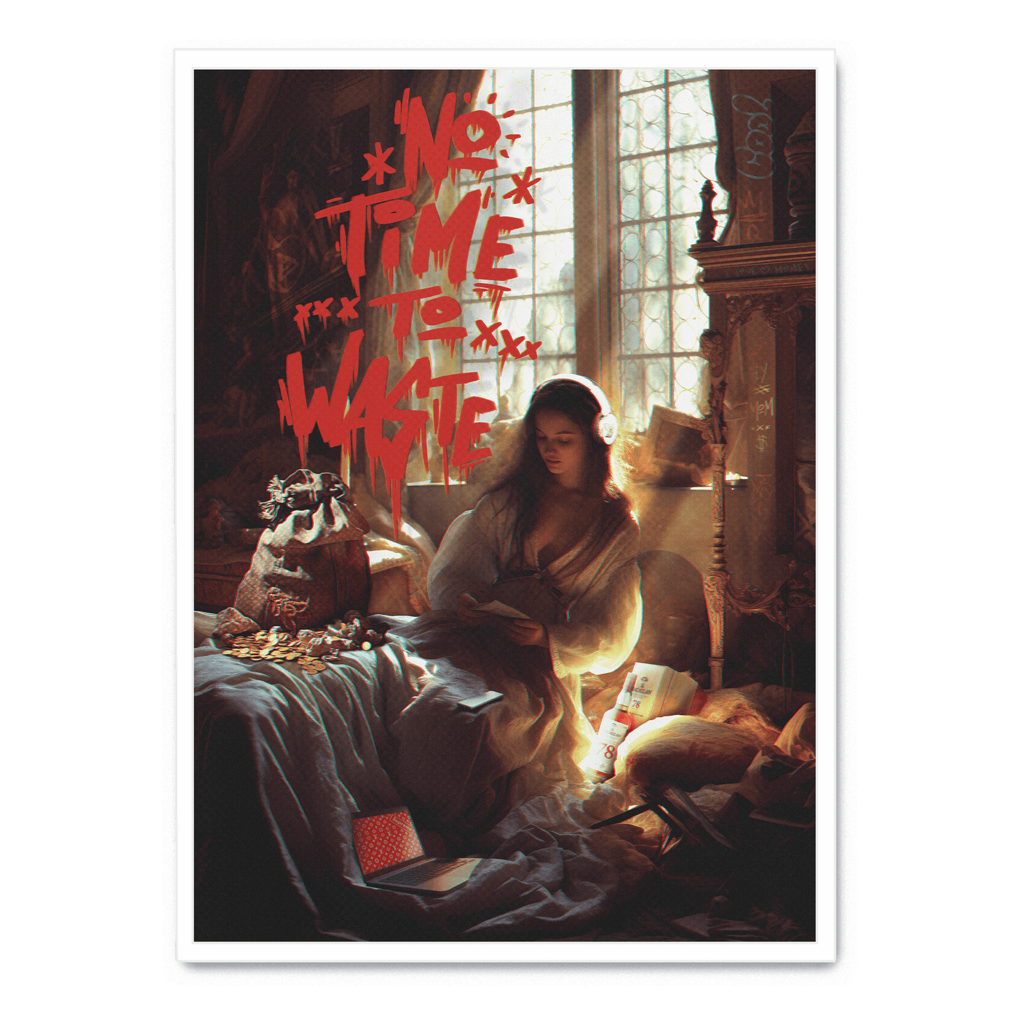 No Time To Waste | Motivational Wall Poster | Inspirational Art Print for Home & Office Decor | Eco-friendly Design