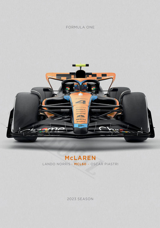 McLaren MCL60 Poster | Featuring Lando Norris & Oscar Piastri | Formula 1 Speed & Precision | Motorsport Wall Art Decor