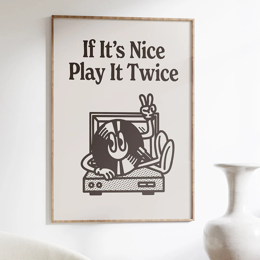 More Espresso Less Depresso | Retro Cartoon Character | Wall Art Poster | Canvas Painting Room Decor | Record Player Theme | Home Decor