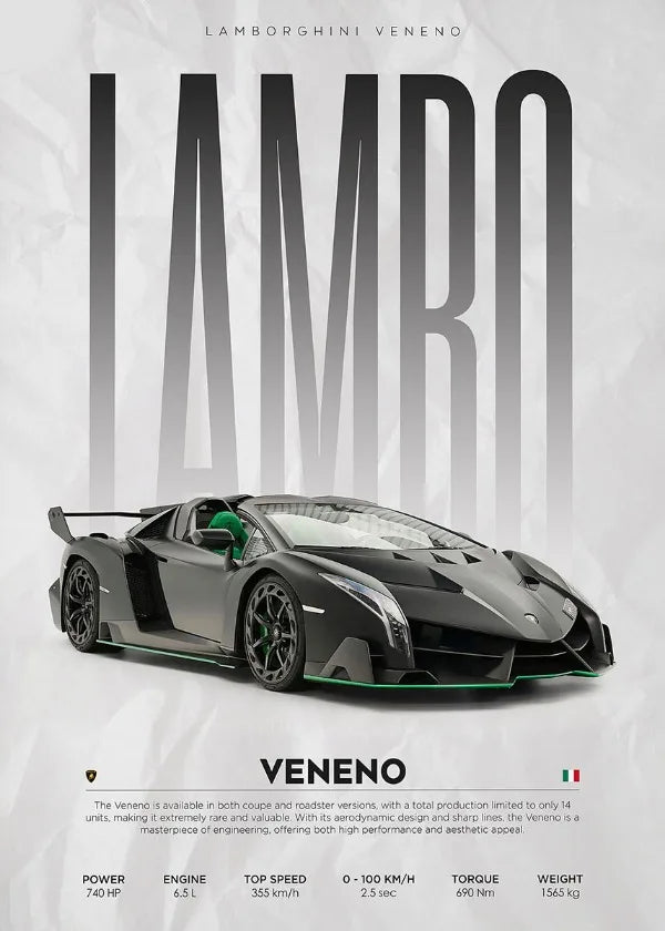 Lamborghini Veneno Huracan STO Countach Poster Hyper Car Canvas Painting Super Car Print Wall Art Picture Room Home Decor Gifts