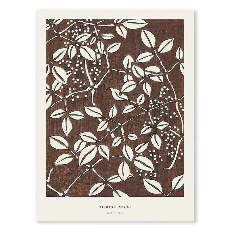 Bijutsu Sekai | Leaf Pattern | Ukiyo-e Style Poster | Japanese Art Print | Wall Decor