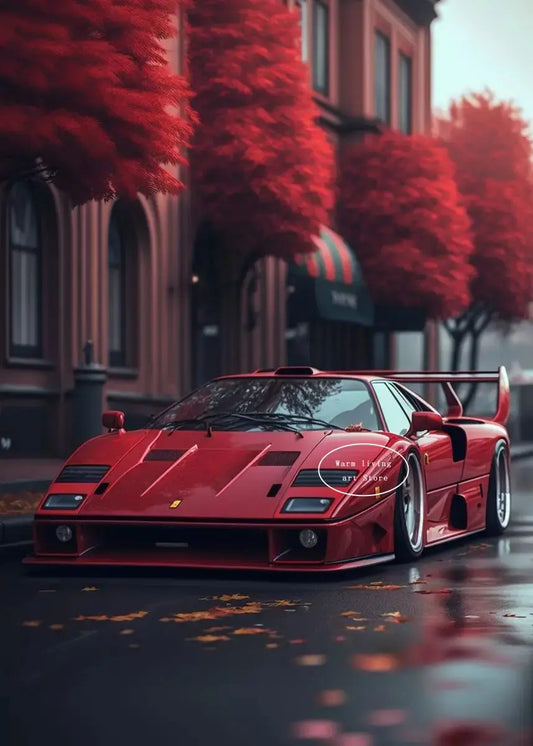 Red Black Luxury Car Ferraris-F40 Posters and Prints Canvas Painting Wall Art Pictures Modern Living Room Office Home Decor