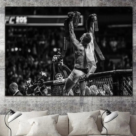 Conor McGregor Poster | Inspirational Boxing Art | Dual Belt Champion Victory | UFC Gym Decor | World Champion Eddie Alvarez Win