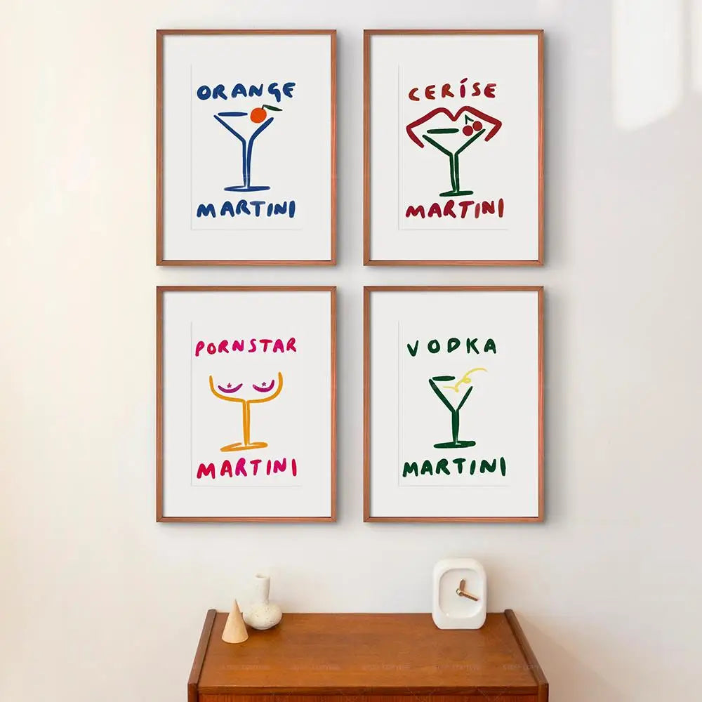 Minimalistic Orange Martini Cocktail Poster | Modern Wall Art | Home & Garden Decor | Unique Visual Artwork