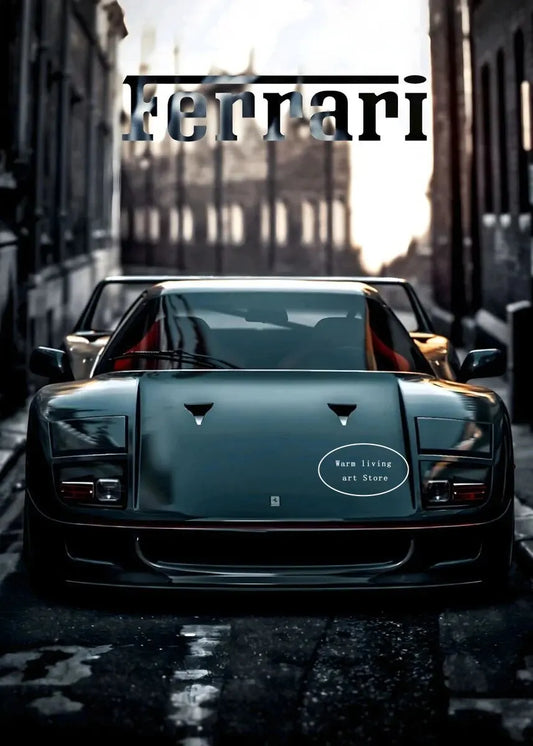 Red Black Luxury Car Ferraris-F40 Posters and Prints Canvas Painting Wall Art Pictures Modern Living Room Office Home Decor