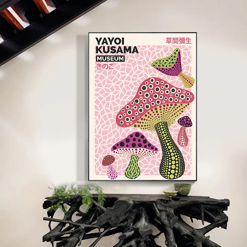 Yayoi Kusama Mushroom Poster | Exhibition Art Print | Kusama Wall Art | Contemporary Decor | Artistic Home Accent | Visual Artwork