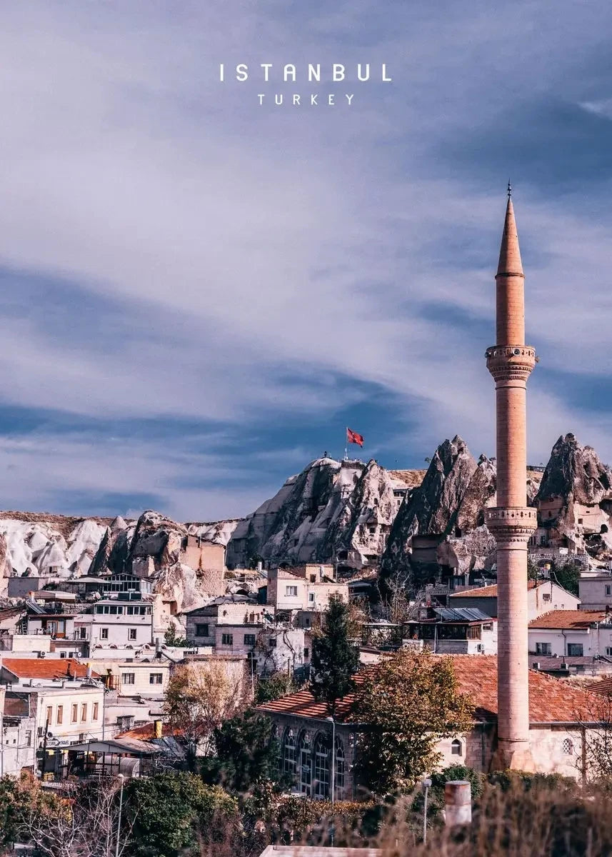 Rooftop View | Cappadocia Poster | Picturesque Village Amidst Fairy Chimneys | Istanbul & Constantinople Landmarks | Turkish Delights Scene | Turkey Wall Art