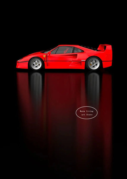 Red Black Luxury Car Ferraris-F40 Posters and Prints Canvas Painting Wall Art Pictures Modern Living Room Office Home Decor