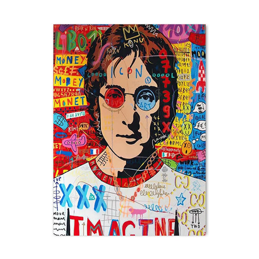 Abstract Street Pop Graffiti Poster | Jon lenon Portrait | Wall Art for Living Room Decor