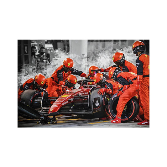 Formula Grand Prix Race Car Pit Stop Poster And Print Charles Leclerc Racing Watercolor Canvas Painting Wall Art Room Home Decor