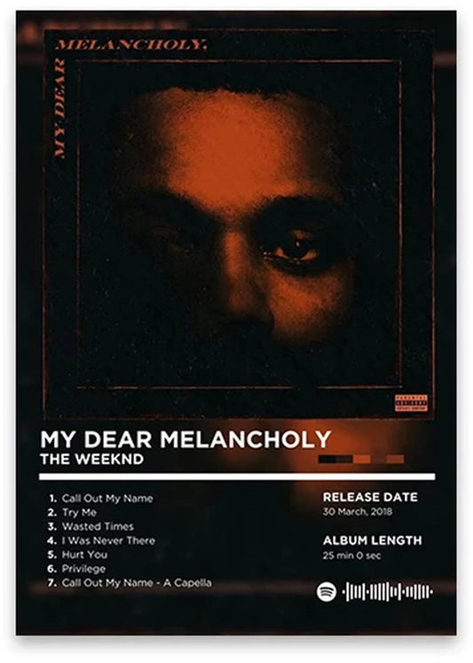 The Weeknd | My Dear Melancholy Poster | Iconic Rap Album Art | Hip Hop Artwork | Rhyme Legends Collection