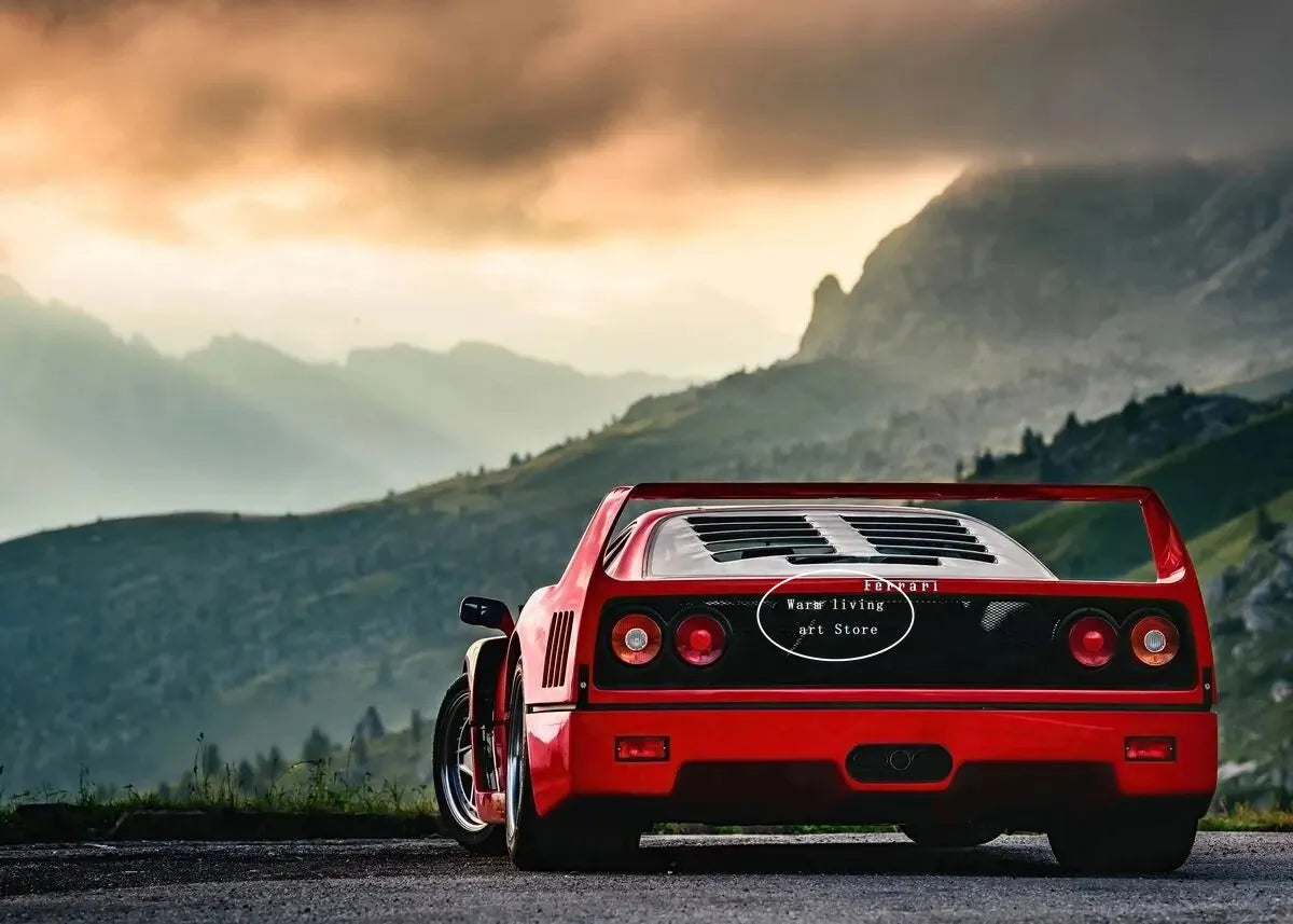 Red Black Luxury Car Ferraris-F40 Posters and Prints Canvas Painting Wall Art Pictures Modern Living Room Office Home Decor