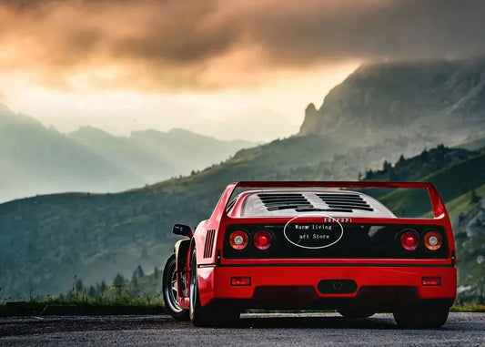Red Black Luxury Car Ferraris-F40 Posters and Prints Canvas Painting Wall Art Pictures Modern Living Room Office Home Decor