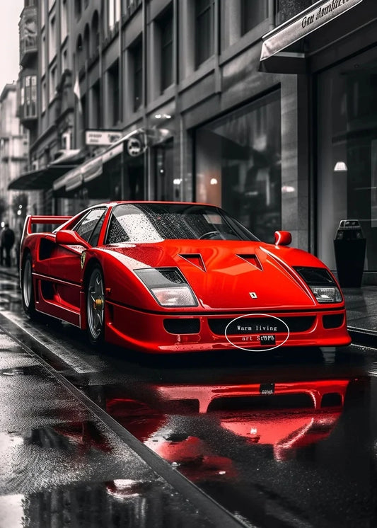 Red Black Luxury Car Ferraris-F40 Posters and Prints Canvas Painting Wall Art Pictures Modern Living Room Office Home Decor