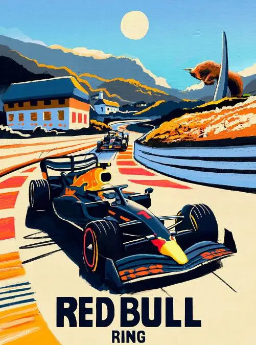 Formula 1 Racing Poster | Red Bull Ring Circuit | Motorsport Wall Art | High-Speed Track Design | Home Decor | Unique Gift