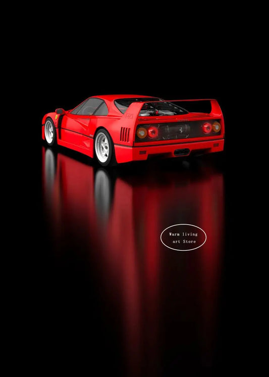 Red Black Luxury Car Ferraris-F40 Posters and Prints Canvas Painting Wall Art Pictures Modern Living Room Office Home Decor