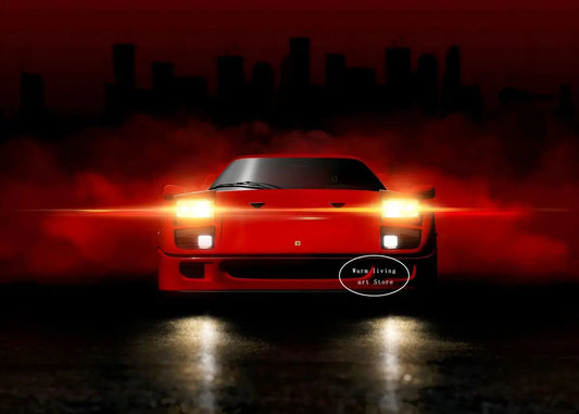Red Black Luxury Car Ferraris-F40 Posters and Prints Canvas Painting Wall Art Pictures Modern Living Room Office Home Decor